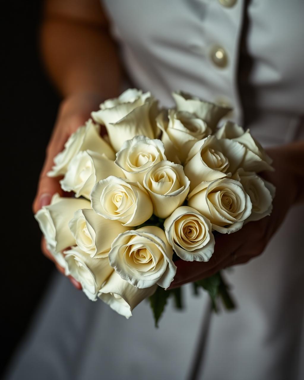 Florist hand-tying a luxury bouquet at the atelier